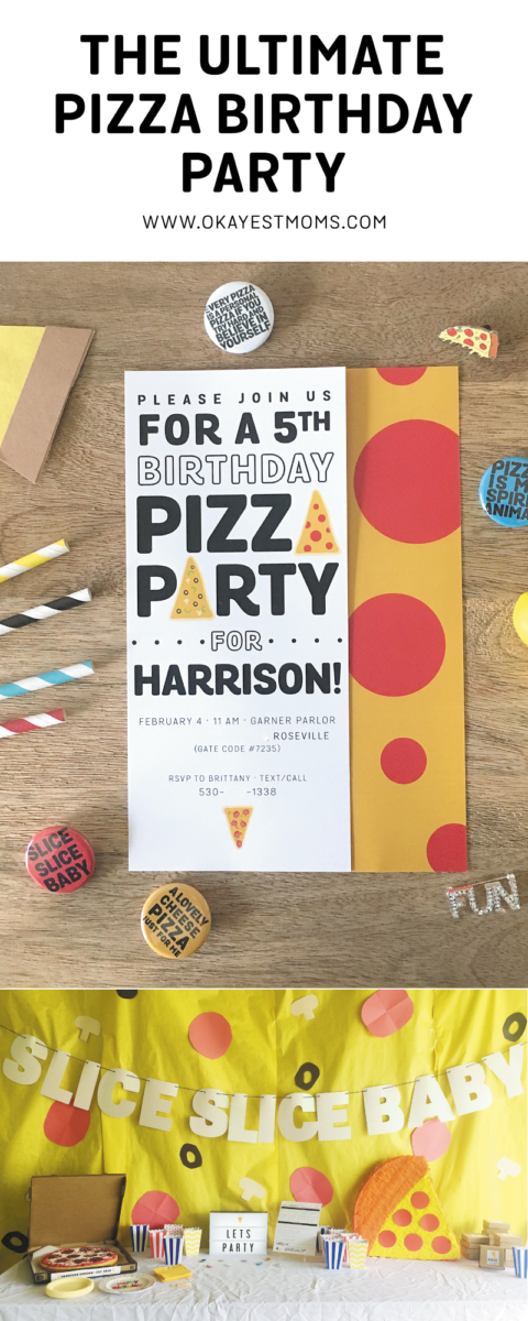 fifth birthday pizza party invitation