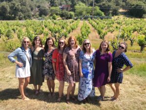group of women on vacation wine country