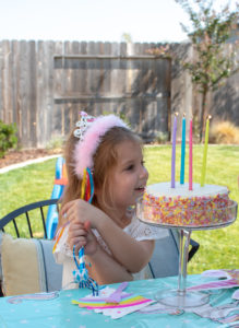 birthday girl with cake