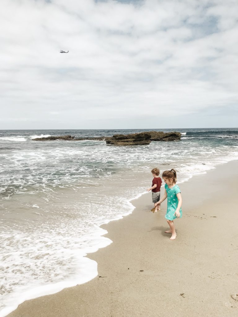 Children playing in the waves in La Jolla