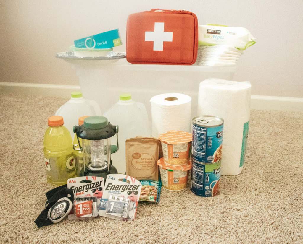 supplies to create an emergency kit for your family