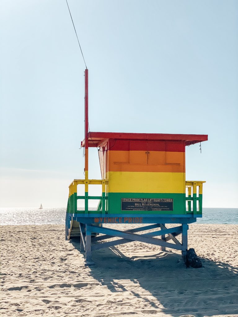Venice Pride Flag Lifeguard Tower