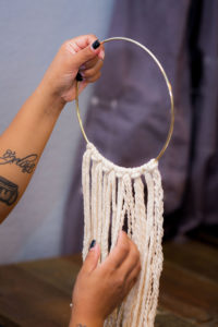 Macrame Craft at Brunch Party- Okayest Moms