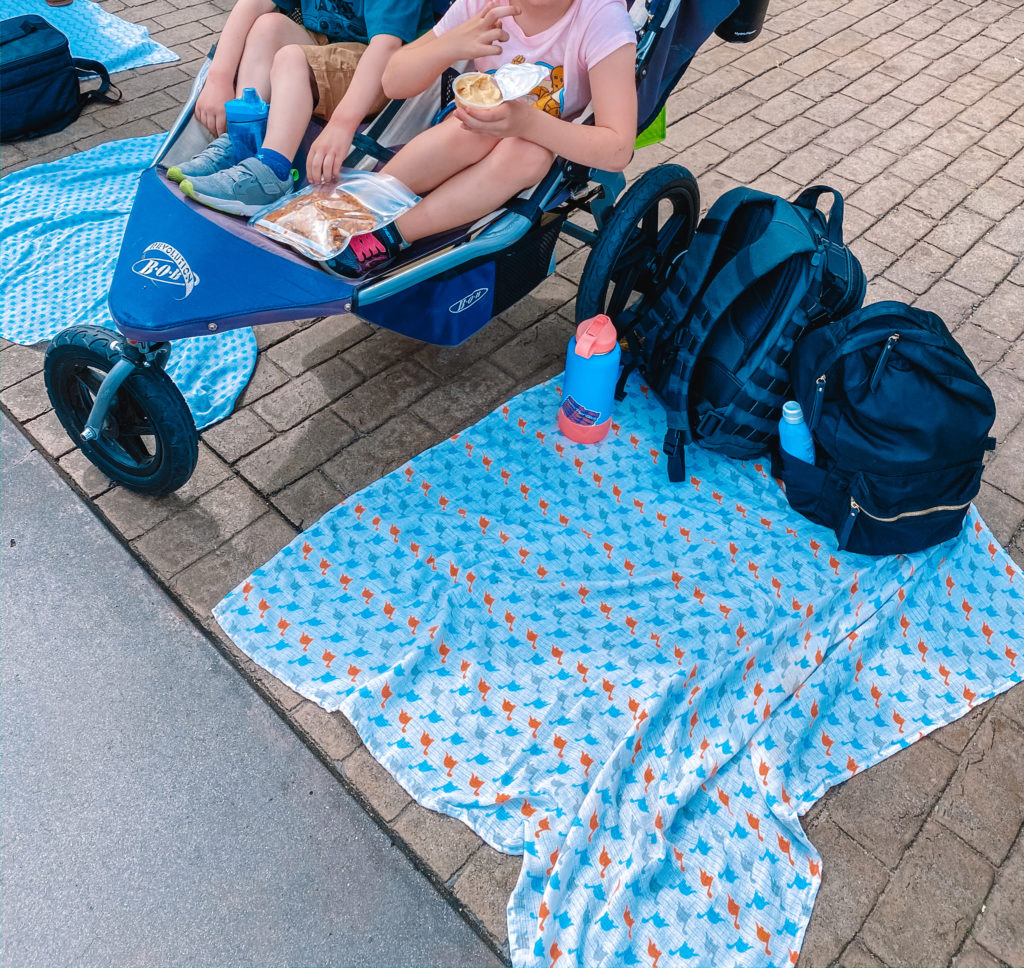 Use lightweight swaddle blankets to save your space along the parade route at Disneyland
