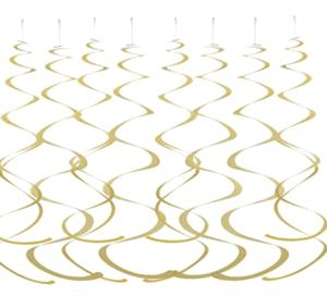 gold swirly decor hangings