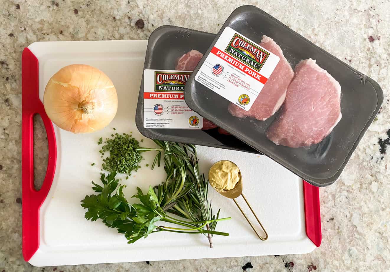 Coleman Natural pork chop with dijon herb sauce
